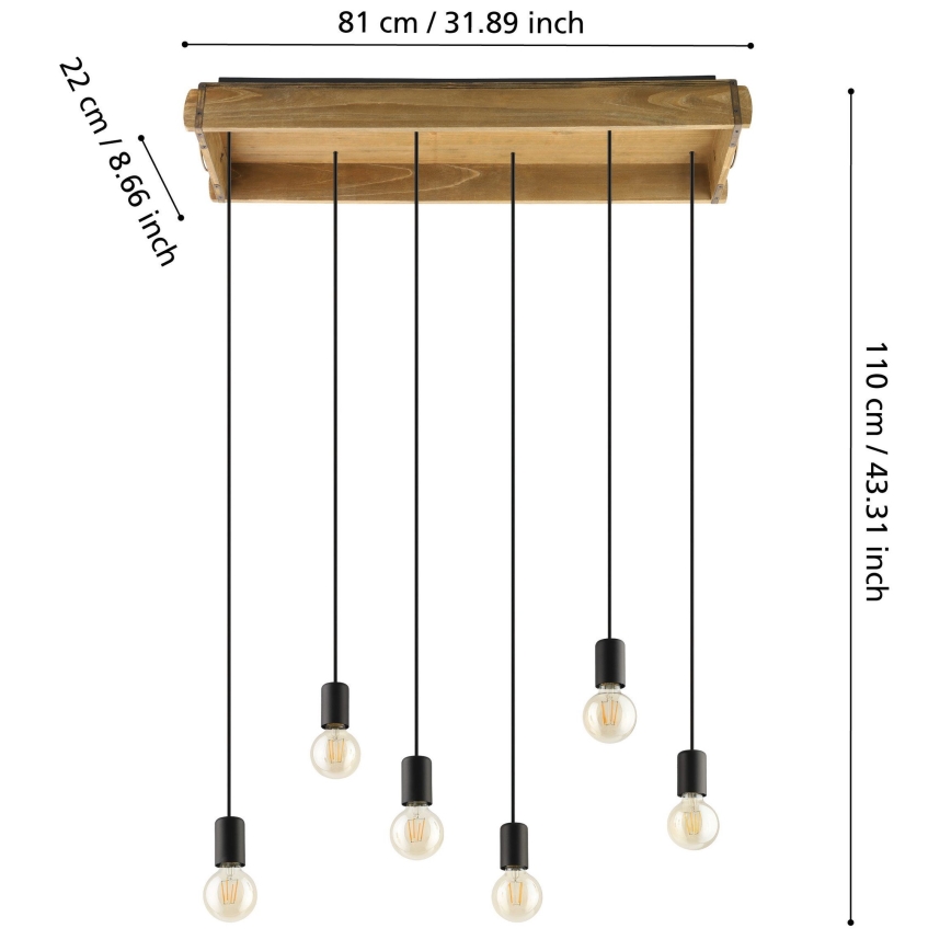 Eglo - Lustra ar auklu 6xE27/40W/230V