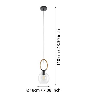 Eglo 43617 - Pakaramais gaismeklis RODING ar kabeli 1xE27/40W/230V