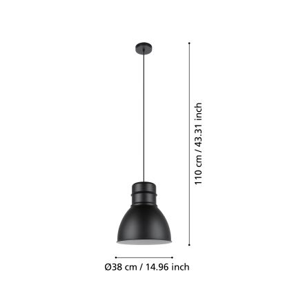 Eglo - Lustra ar auklu 1xE27/60W/230V melna