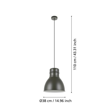 Eglo - Lustra ar auklu 1xE27/60W/230V pelēka
