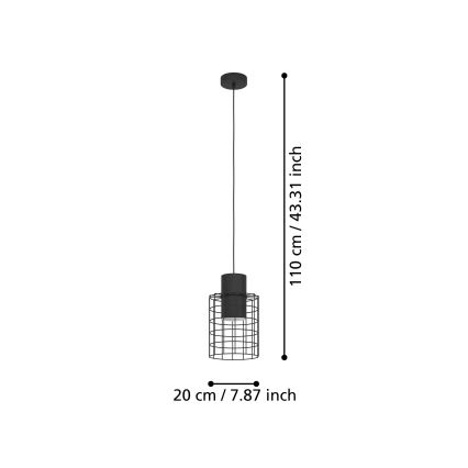 Eglo - Lustra ar auklu 1xE27/40W/230V d. 20 cm melna