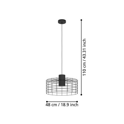 Eglo - Lustra ar auklu 1xE27/40W/230V d. 48 cm melna