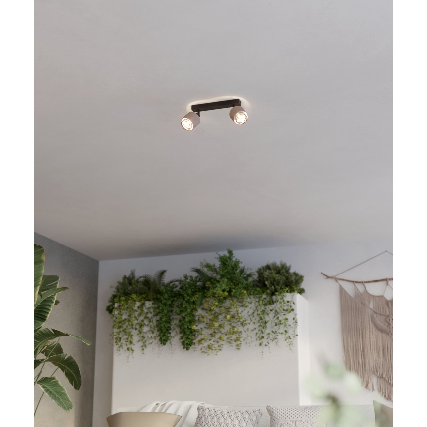 Eglo - Sienas lampa 2xE14/40W/230V melna/bēša