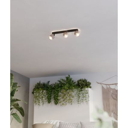 Eglo - Sienas lampa 3xE14/40W/230V melna/bēša