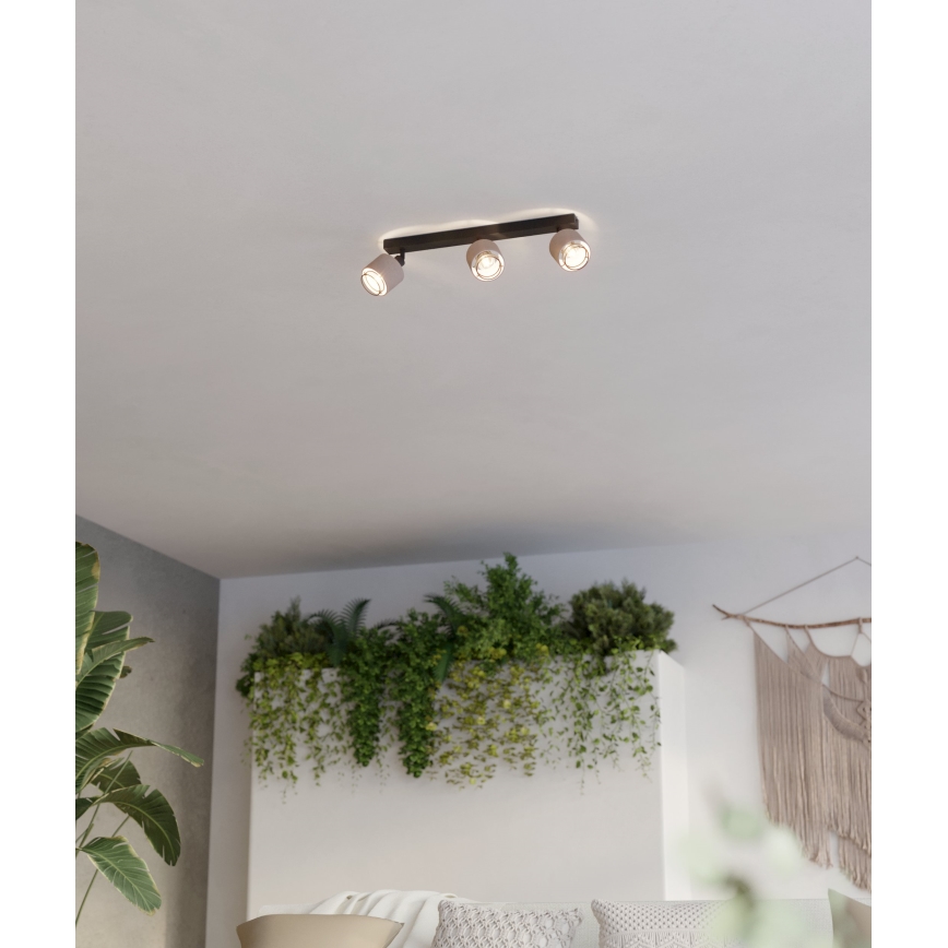 Eglo - Sienas lampa 3xE14/40W/230V melna/bēša