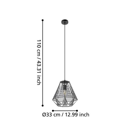 Eglo - Lustra ar auklu 1xE27/40W/230V melna
