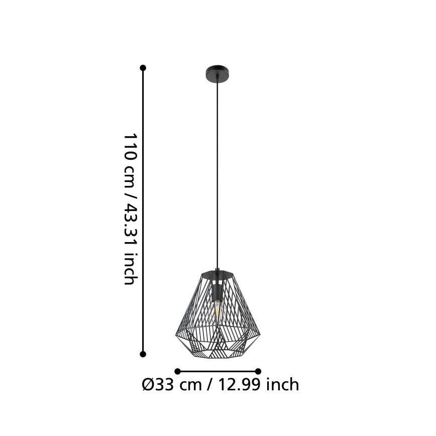 Eglo - Lustra ar auklu 1xE27/40W/230V melna
