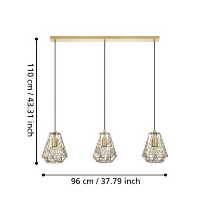 Eglo - Lustra ar auklu 1xE27/40W/230V zelta