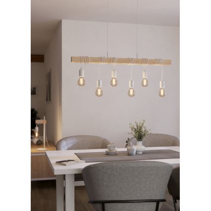 Eglo - Lustra ar auklu TOWNSHEND 6xE27/60W/230V - FSC sertificēts
