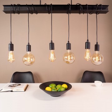 Eglo 43712 - Lustra ar auklu TOWNSHEND 6xE27/60W/230V melna