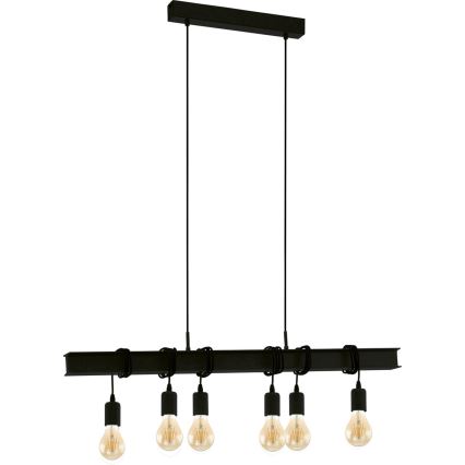 Eglo 43712 - Lustra ar auklu TOWNSHEND 6xE27/60W/230V melna