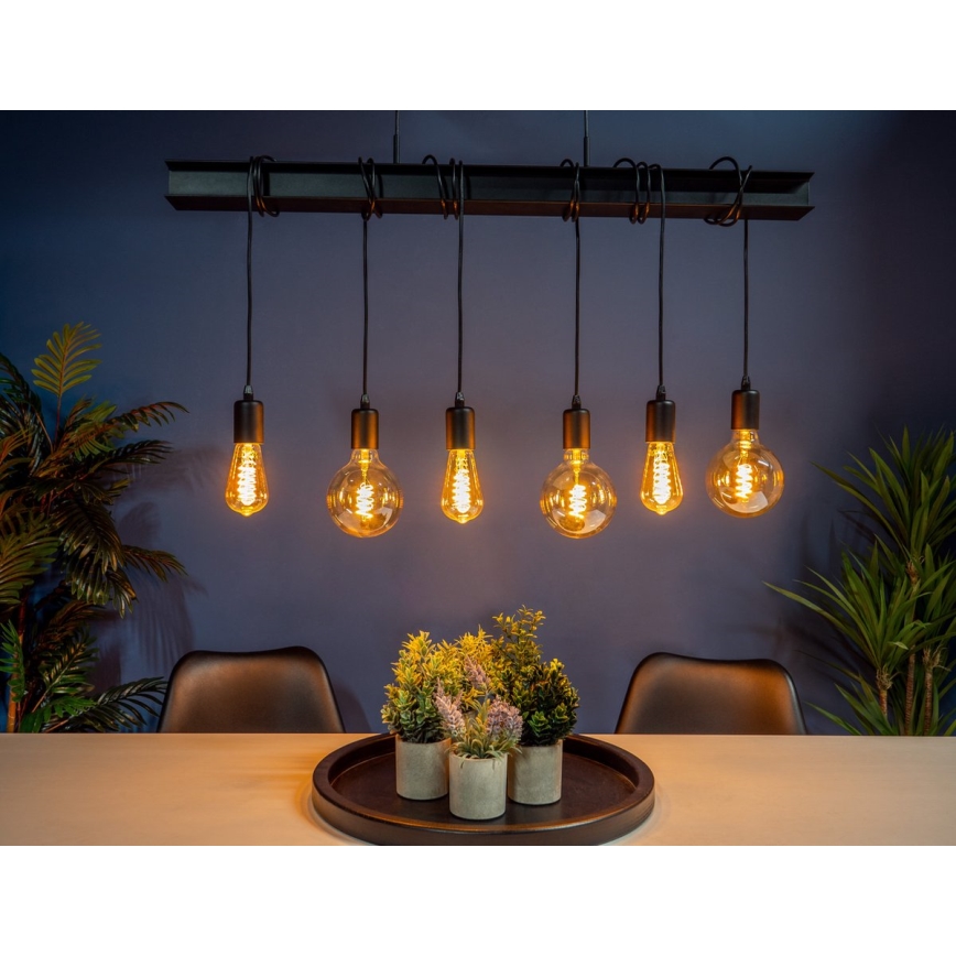Eglo 43712 - Lustra ar auklu TOWNSHEND 6xE27/60W/230V melna