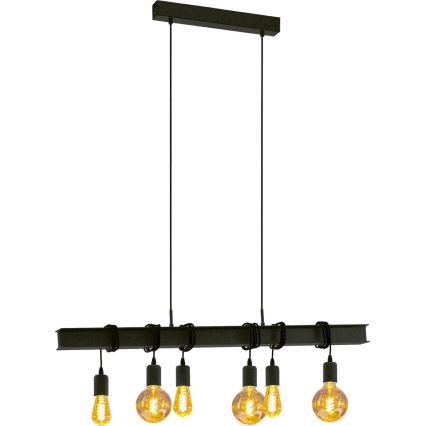 Eglo 43712 - Lustra ar auklu TOWNSHEND 6xE27/60W/230V melna