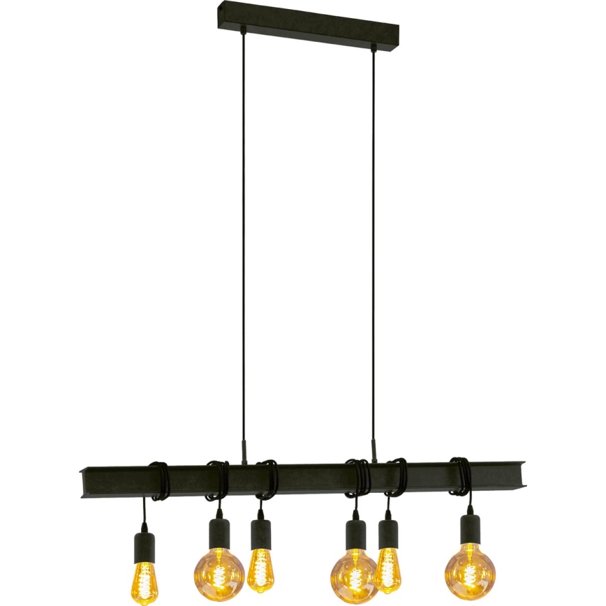 Eglo 43712 - Lustra ar auklu TOWNSHEND 6xE27/60W/230V melna
