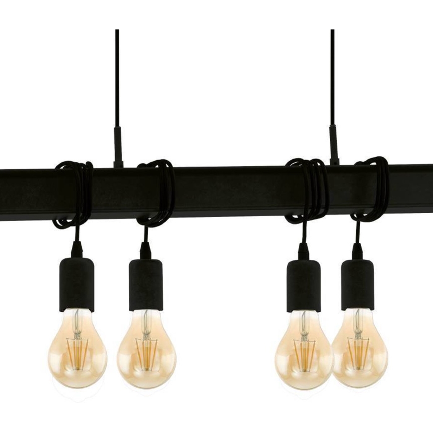 Eglo 43712 - Lustra ar auklu TOWNSHEND 6xE27/60W/230V melna