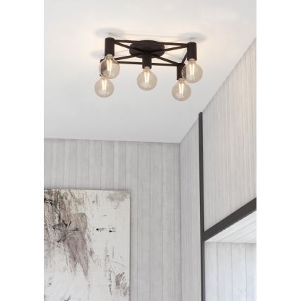 Eglo - Griestu lampa 5xE27/40W/230V melna