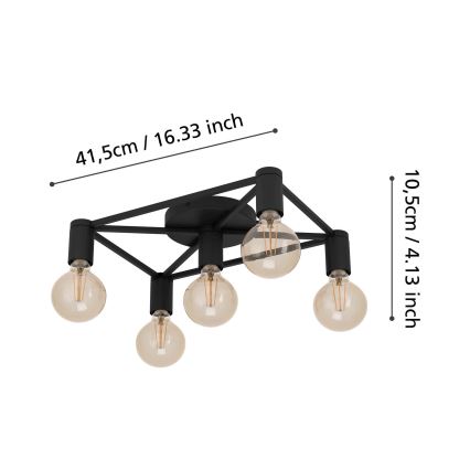 Eglo - Griestu lampa 5xE27/40W/230V melna