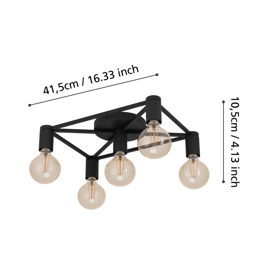 Eglo - Griestu lampa 5xE27/40W/230V melna