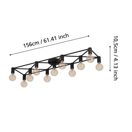 Eglo - Griestu lampa 11xE27/40W/230V melna