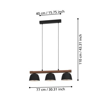 Eglo - Lustra ar auklu 3xE27/40W/230V