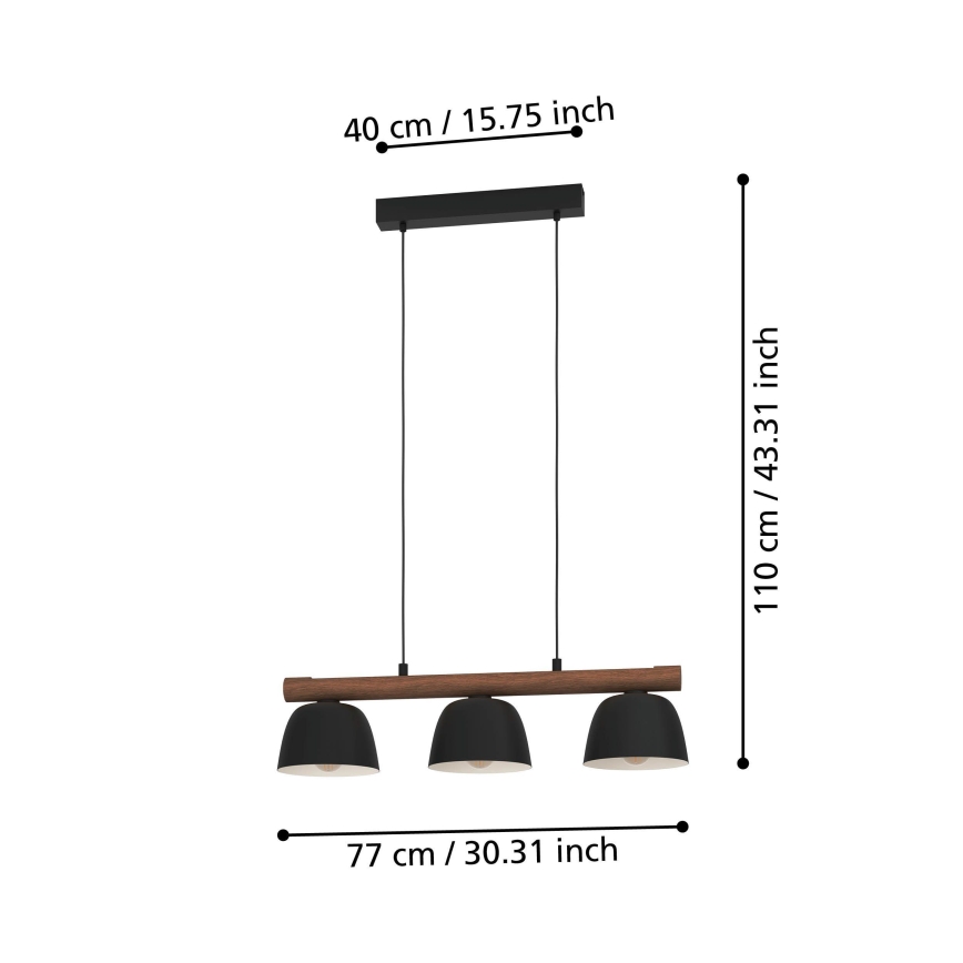 Eglo - Lustra ar auklu 3xE27/40W/230V