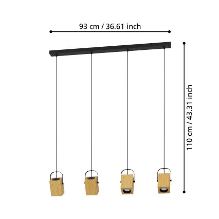 Eglo - LED Lustra ar auklu 4xGU10/3W/230V