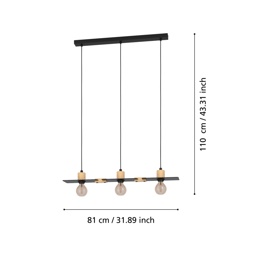 Eglo - Lustra ar auklu 3xE27/40W/230V