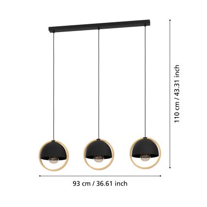 Eglo - Lustra ar auklu 3xE27/40W/230V