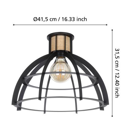 Eglo - Griestu lampa 1xE27/40W/230V melna