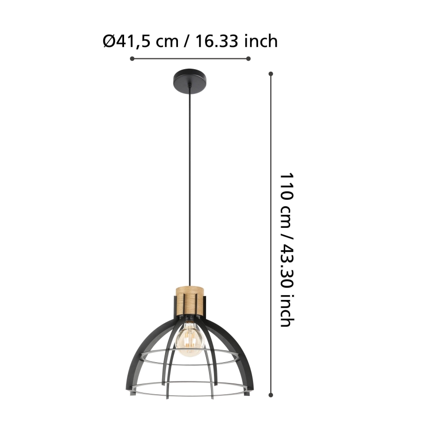 Eglo - Lustra ar auklu 1xE27/40W/230V melna