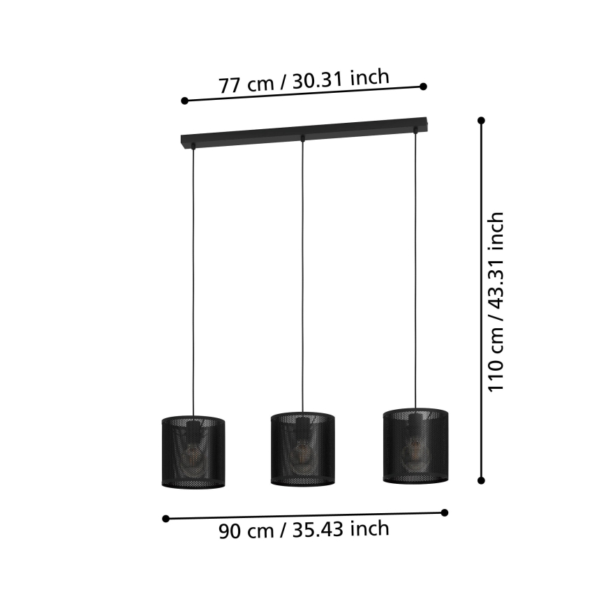 Eglo - Lustra ar auklu 3xE27/40W/230V