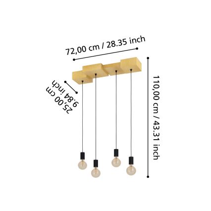 Eglo - Lustra ar auklu 4xE27/40W/230V