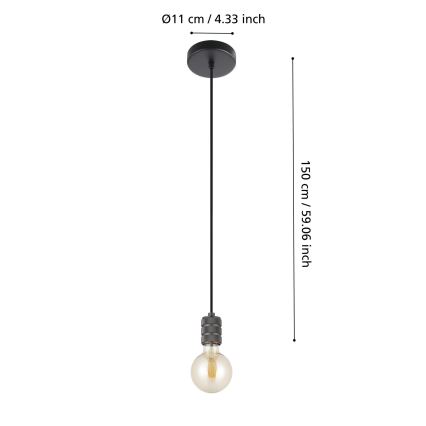 Eglo - Lustra ar auklu 1xE27/40W/230V melna