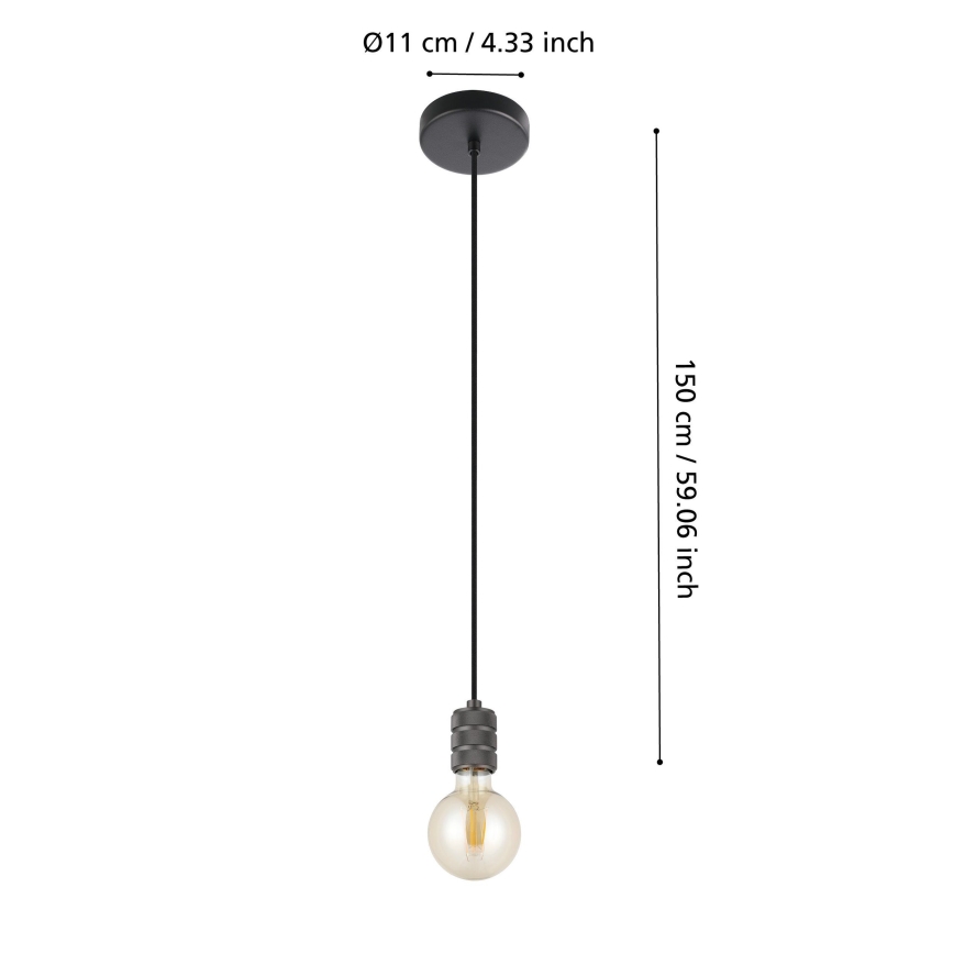 Eglo - Lustra ar auklu 1xE27/40W/230V melna