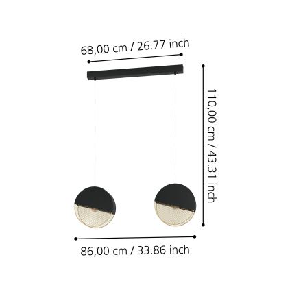 Eglo - Lustra ar auklu 2xE27/40W/230V