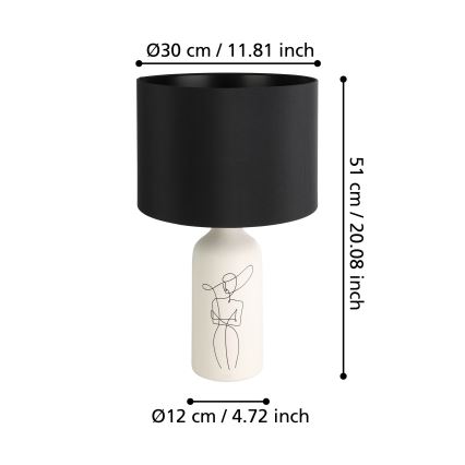 Eglo - Galda lampa 1xE27/40W/230V melna/balta