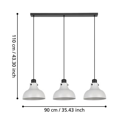 Eglo - Lustra ar auklu 3xE27/40W/230V