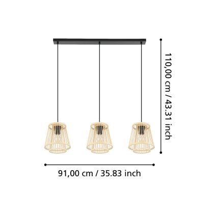 Eglo - Lustra ar auklu 3xE27/40W/230V