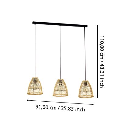 Eglo - Lustra ar auklu 3xE27/40W/230V