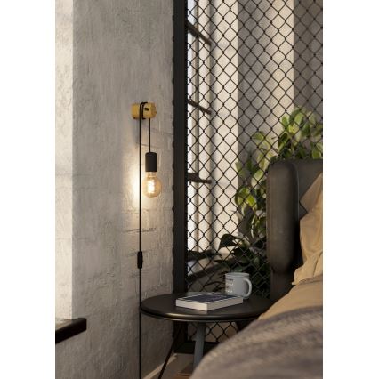 Eglo - Sienas lampa 1xE27/13W/230V melna/bēša