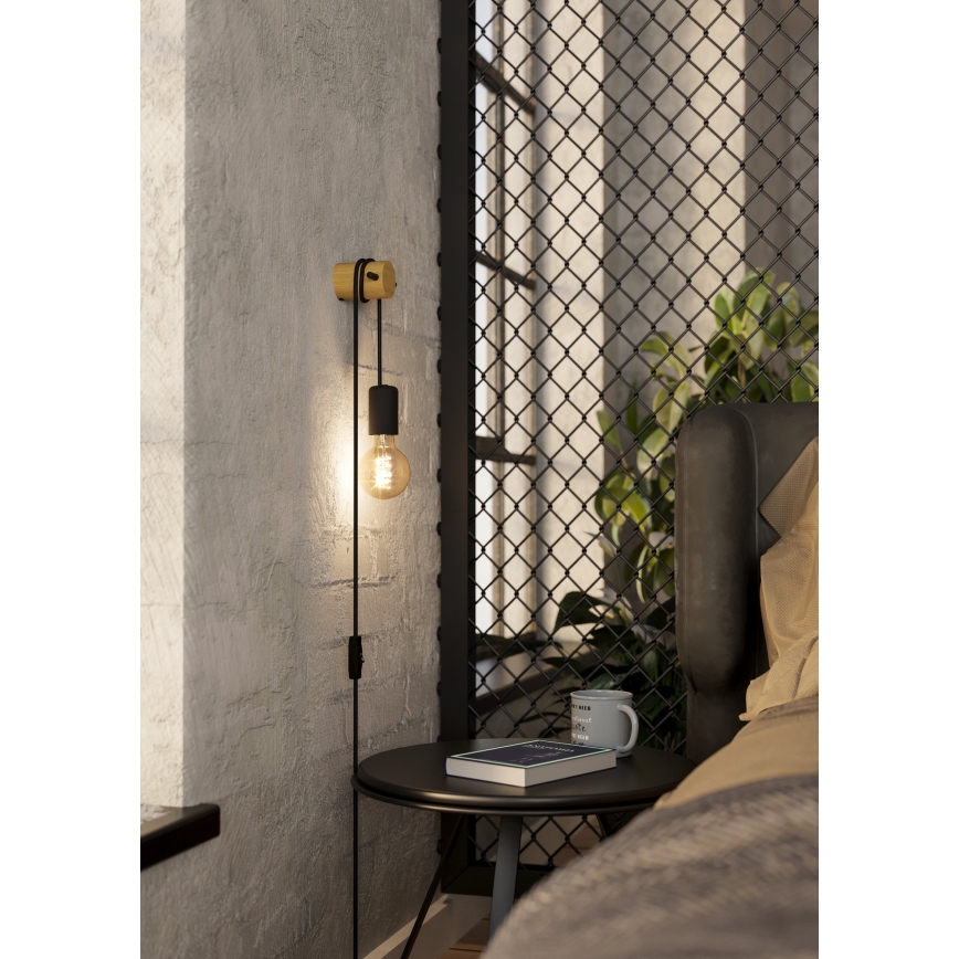 Eglo - Sienas lampa 1xE27/13W/230V melna/bēša