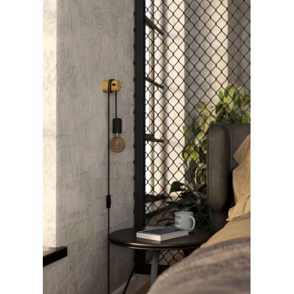 Eglo - Sienas lampa 1xE27/13W/230V melna/bēša