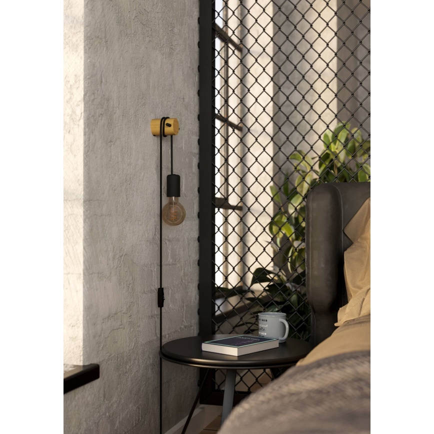 Eglo - Sienas lampa 1xE27/13W/230V melna/bēša