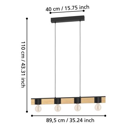 Eglo - Lustra ar auklu 4xE27/40W/230V