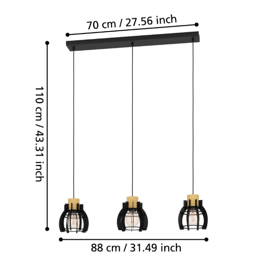 Eglo - Lustra ar auklu 3xE27/40W/230V