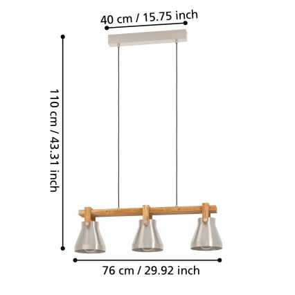 Eglo - Lustra ar auklu 3xE27/40W/230V