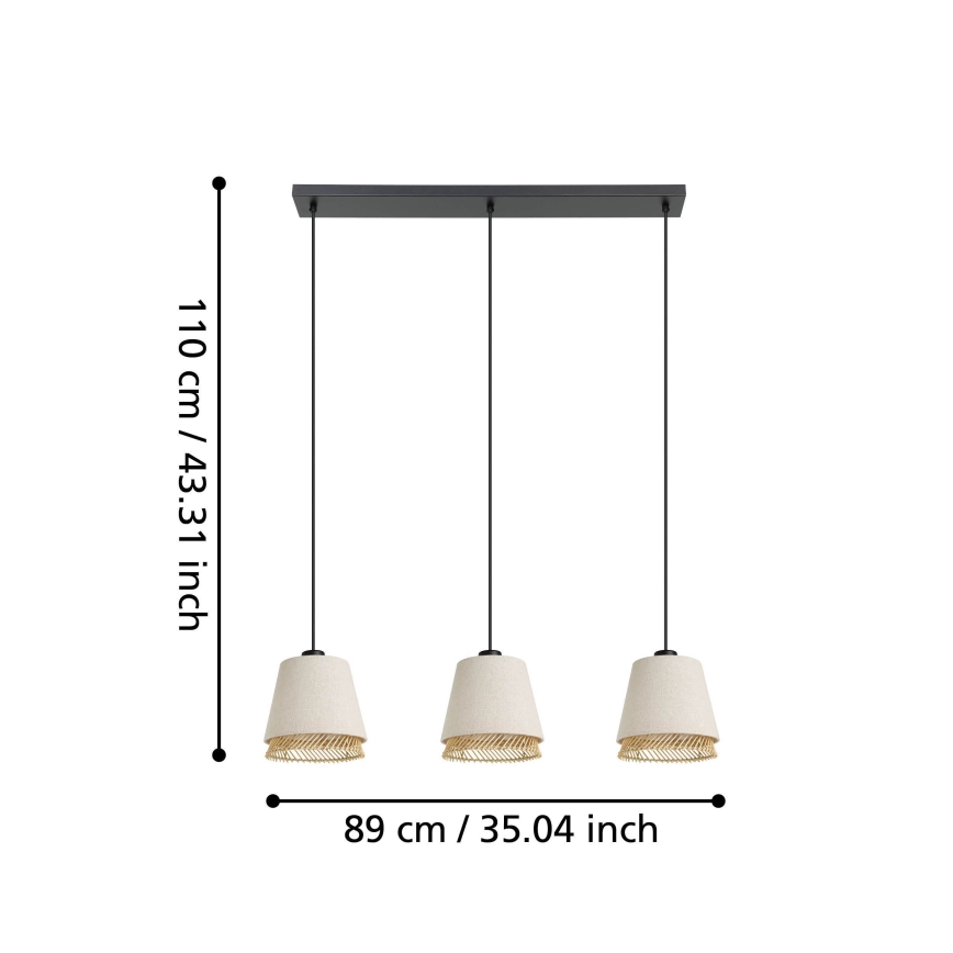 Eglo - Lustra ar auklu 3xE27/40W/230V