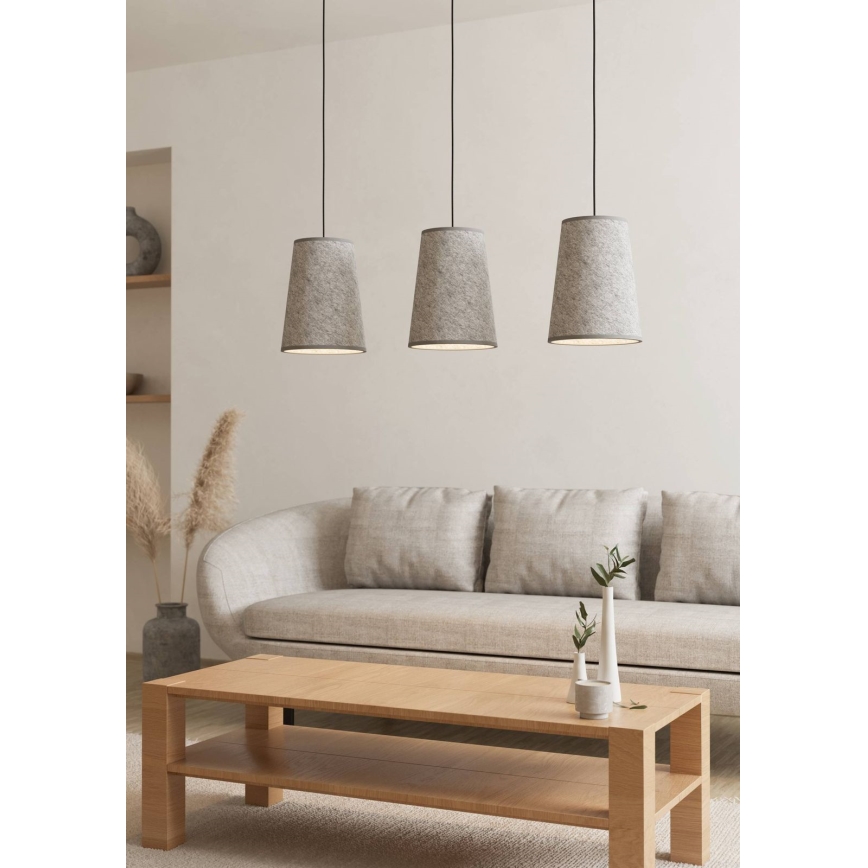 Eglo - Lustra ar auklu 3xE27/40W/230V pelēka