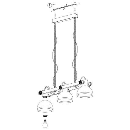 Eglo - Lustra ar ķēdi 3xE27/28W/230V - FSC sertificēts