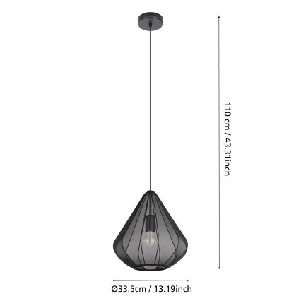 Eglo - Lustra ar auklu 1xE27/40W/230V d. 33,5 cm melna